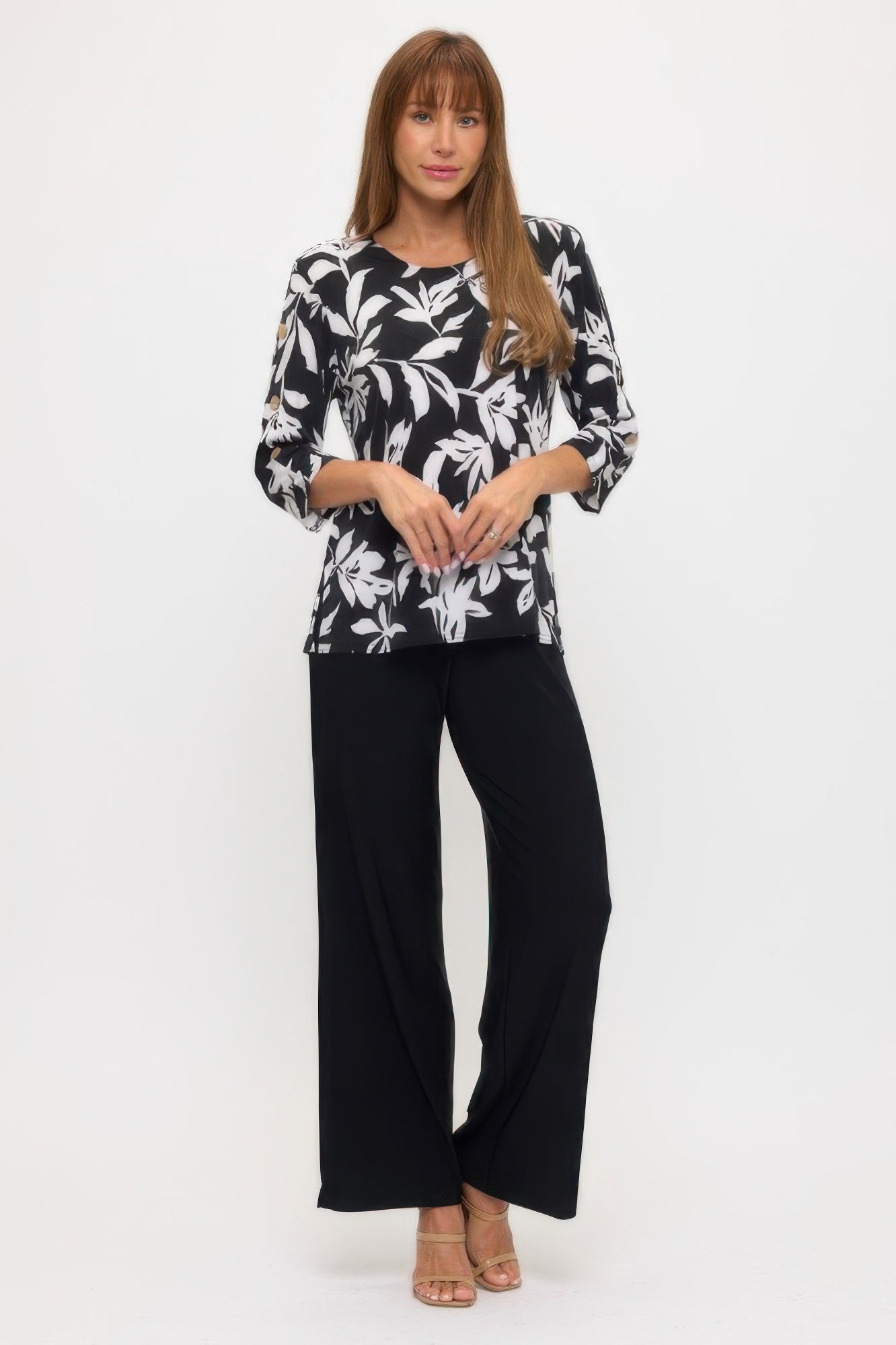 Plus Size Hit Side Button Sleeve Top