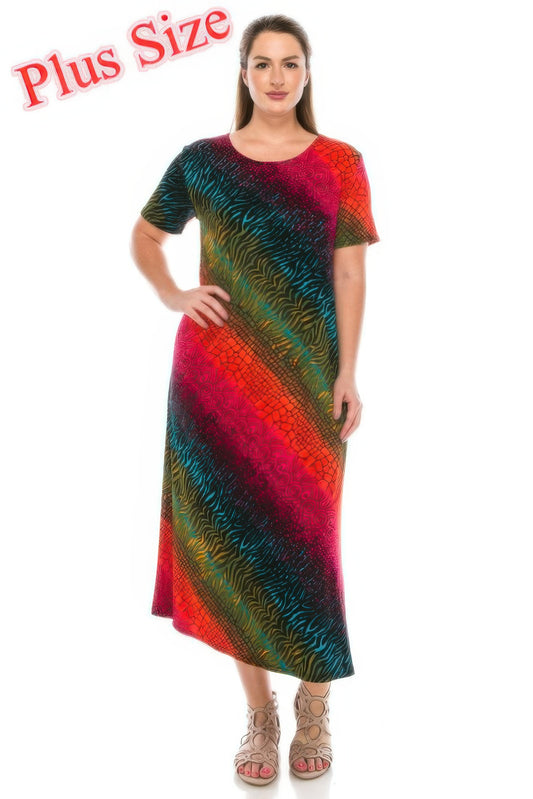 Short Sleeve Printed Maxi Dress