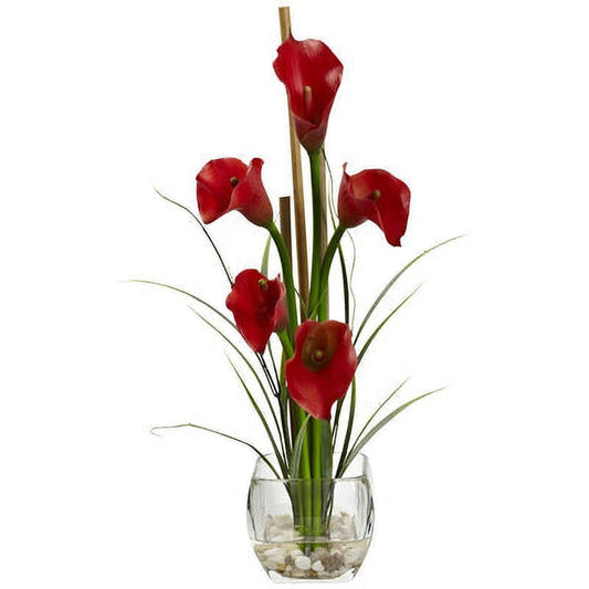 Calla Lily Liquid Illusion w/Cube Red
