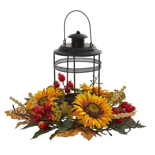 18" Sunflower Berry Artificial Arrangement Candelabrum