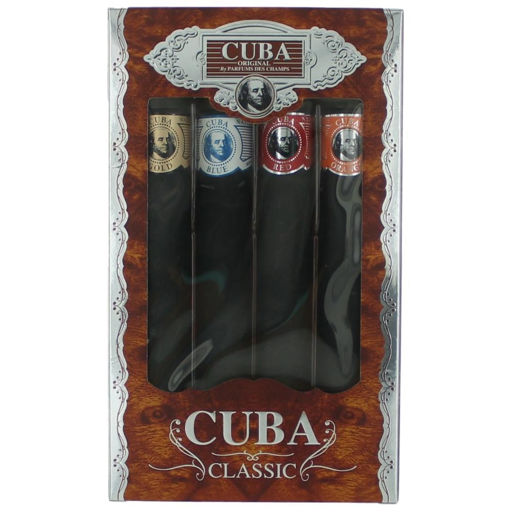 Cuba Cuba Classic by Cuba, 4 Piece Gift Set men with Orange, Red, Blue & Gold