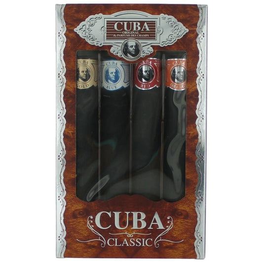 Cuba Cuba Classic by Cuba, 4 Piece Gift Set men with Orange, Red, Blue & Gold