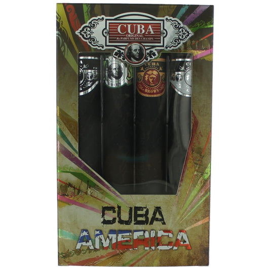 Cuba Cuba America by Cuba, 4 Piece Gift Set men with Black, Grey, Green & Brown