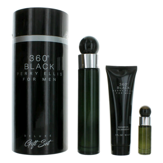 Perry Ellis Perry Ellis 360 Black by Perry Ellis, 3 Piece Gift Set for Men