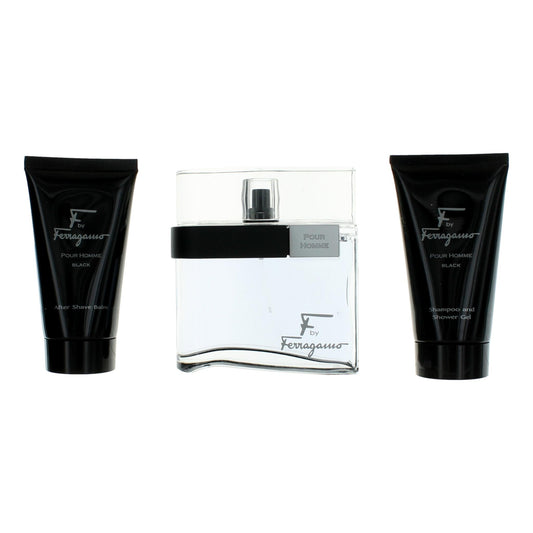 Salvatore Ferragamo F Black by Salvatore Ferragamo, 3 Piece Gift Set for Men