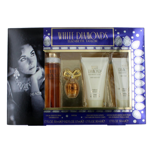 Elizabeth Taylor White Diamonds by Elizabeth Taylor, 4 Piece Gift Set women (With 1.7oz)