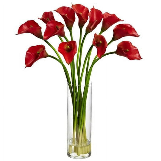 Calla Lilly w/Cylinder Vase Red