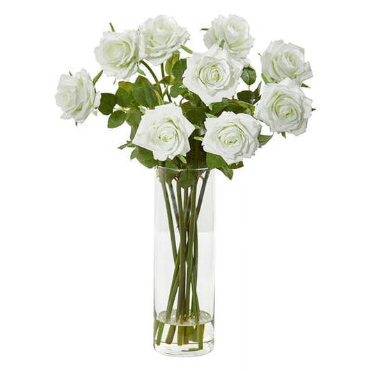 19" Rose Artificial Arrangement in Cylinder Vase