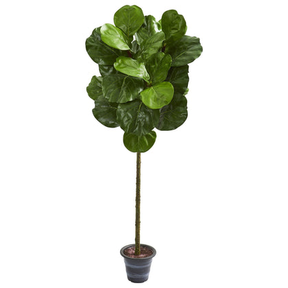 4' Fiddle Leaf Artificial Tree With Decorative Planter
