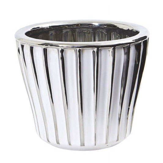 6" White Vase with Silver Trimming