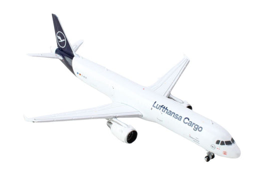 GeminiJets Airbus A321P2F Commercial Aircraft "Lufthansa Cargo" (D-AEUC) White with Blue Tail 1/400 Diecast Model Airplane by GeminiJets