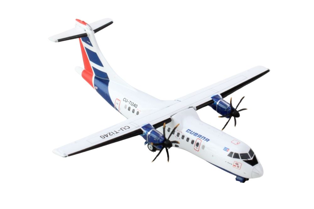 GeminiJets ATR 42-500 Commercial Aircraft "Cubana Airlines" (CU-T1240) White with Red and Blue Stripes 1/400 Diecast Model Airplane by GeminiJets
