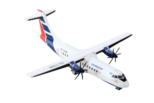GeminiJets ATR 42-500 Commercial Aircraft "Cubana Airlines" (CU-T1240) White with Red and Blue Stripes 1/400 Diecast Model Airplane by GeminiJets