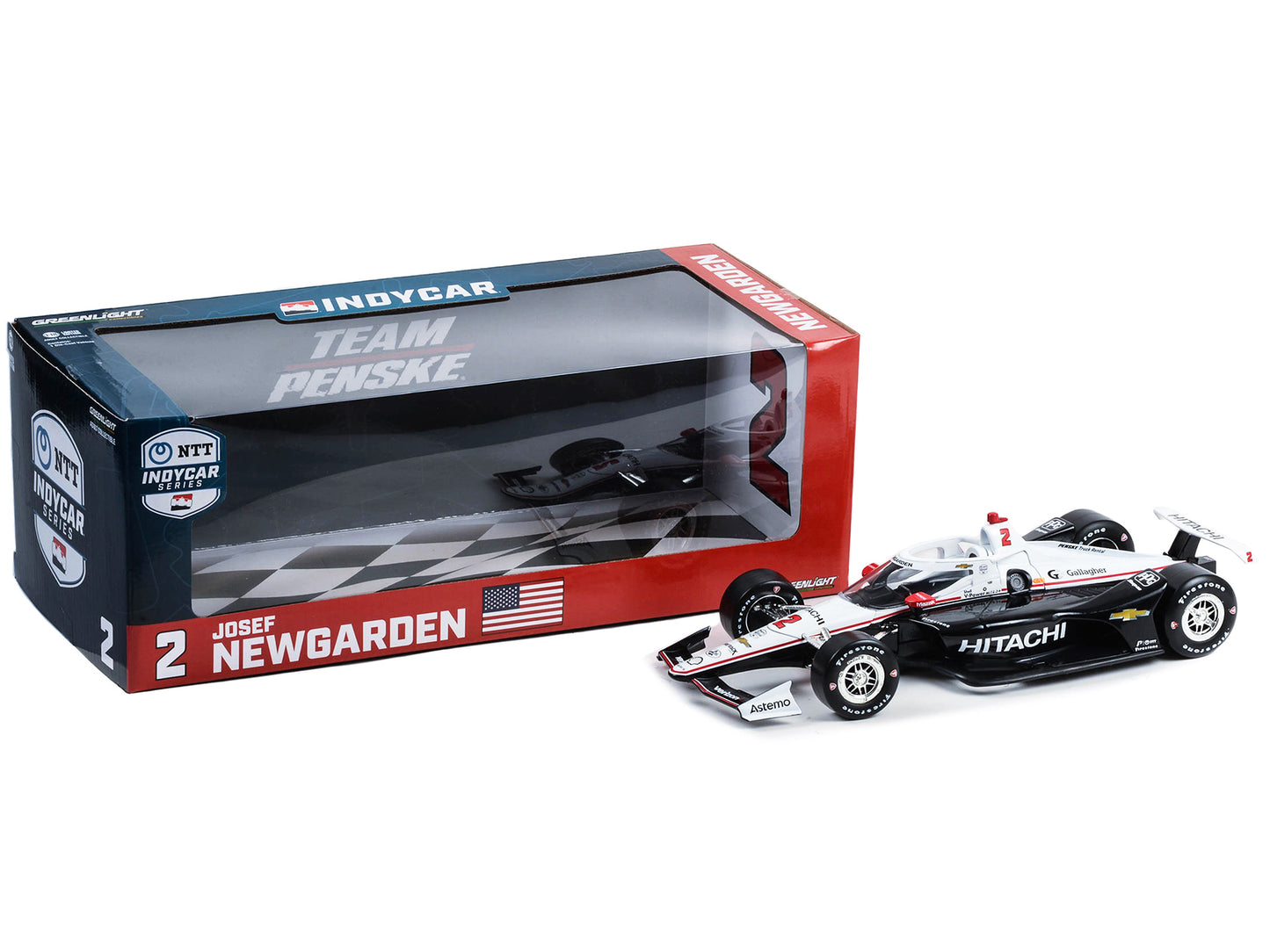 Greenlight Dallara IndyCar #2 Josef Newgarden "Hitachi" Team Penske "NTT IndyCar Series" (2023) 1/18 Diecast Model Car by Greenlight