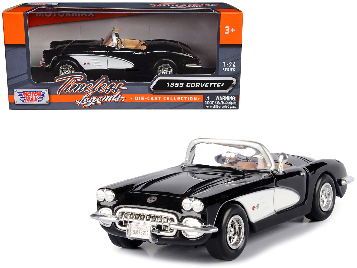 Motormax 1959 Chevrolet Corvette Black 1/24 Diecast Model Car by Motormax