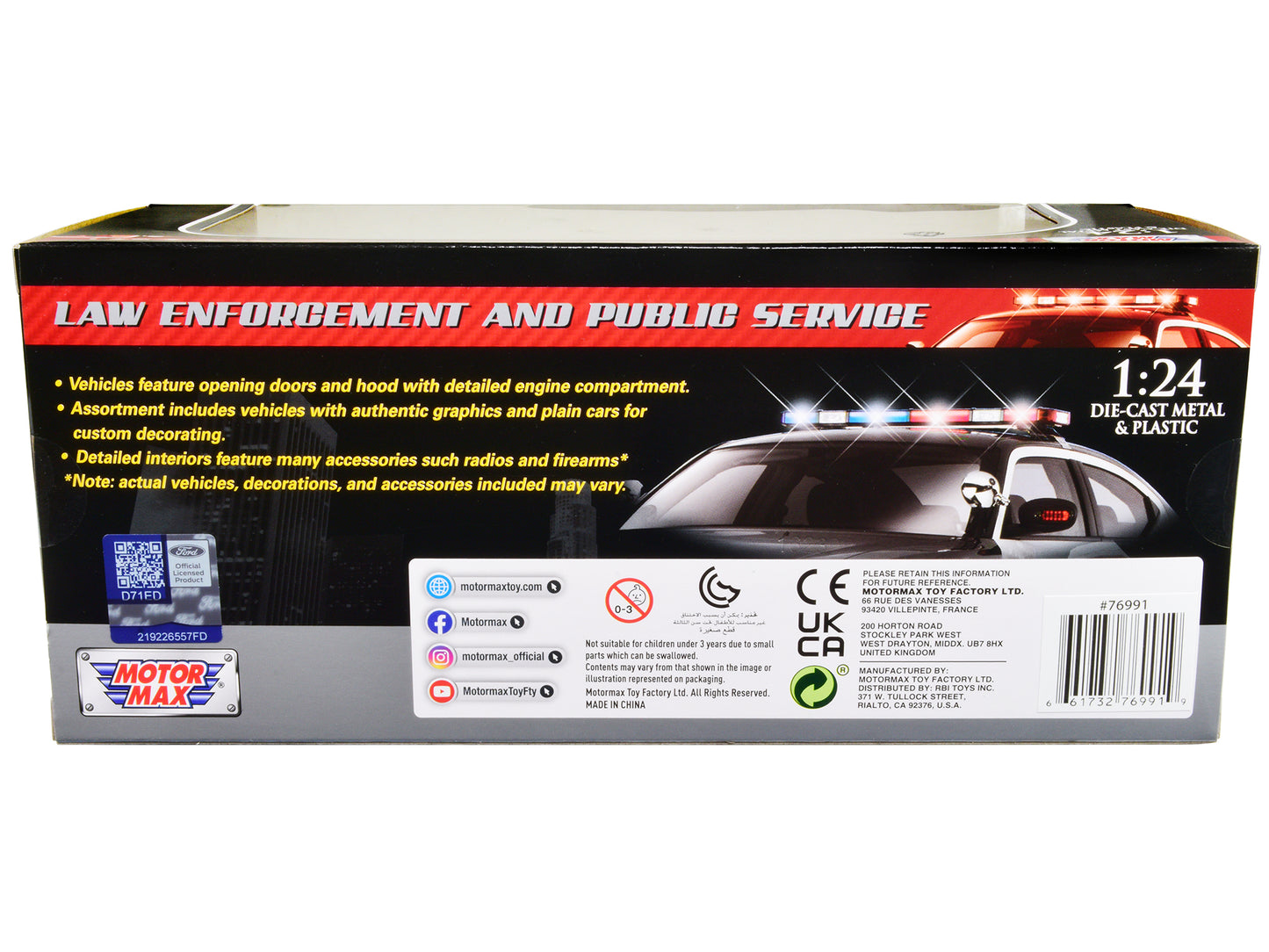 2022 Ford Police Interceptor Utility "California Highway Patrol" Black and White 1/24 Diecast Model Car by Motormax