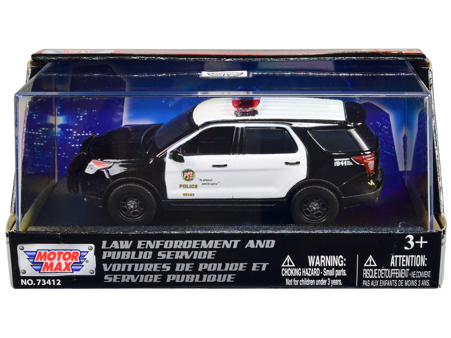 Motormax 2015 Ford Police Interceptor Utility Black and White "LAPD (Los Angeles Police Department)" 1/43 Diecast Model Car by Motormax