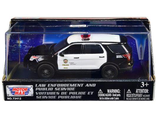 Motormax 2015 Ford Police Interceptor Utility Black and White "LAPD (Los Angeles Police Department)" 1/43 Diecast Model Car by Motormax